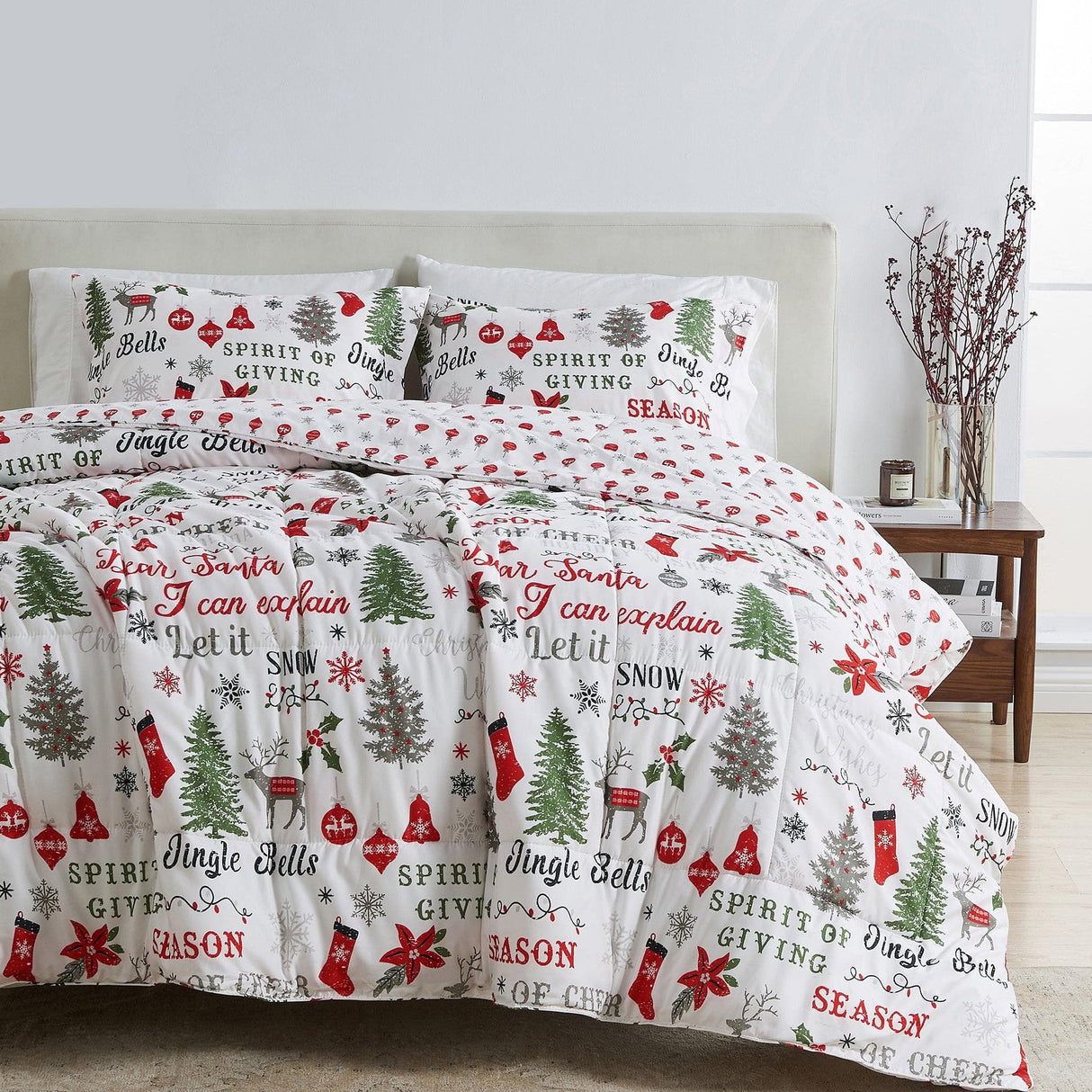 Reversible Christmas Comforter and Sham Set - Holiday Lodge Odette Collection