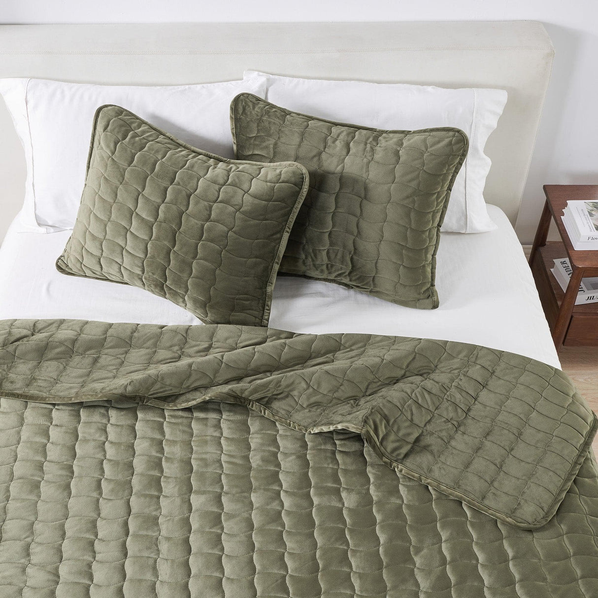 Velvet Box-Stitched Quilt Set - Vivica Collection