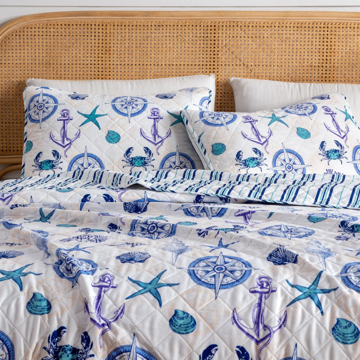 Nautical Anchor Quilt Set - Azure Collection
