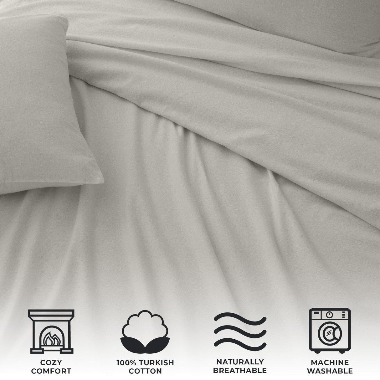 4-Piece Cotton Solid Flannel Sheet - Nordic Collection