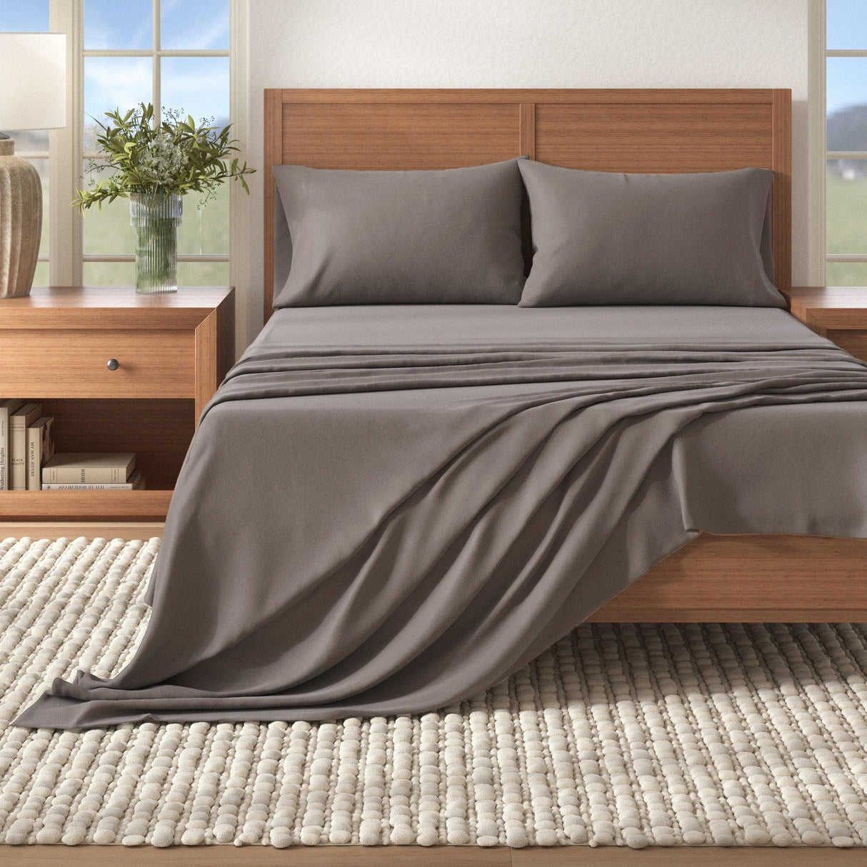 4-Piece Cotton Solid Flannel Sheet - Nordic Collection