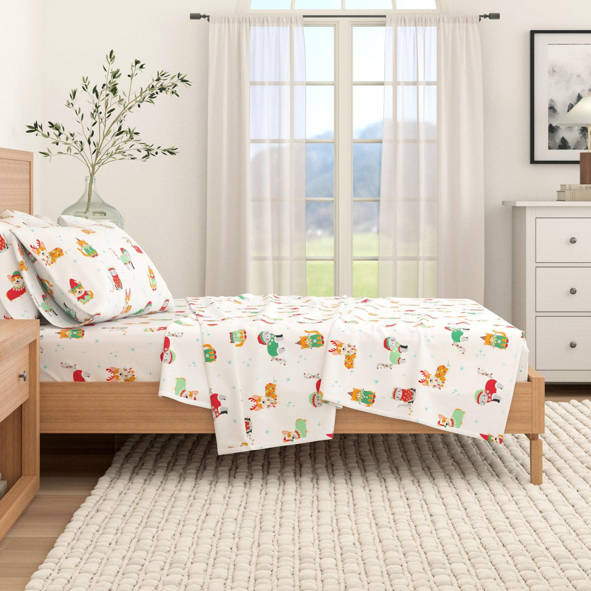 4-Piece Turkish Cotton Christmas Flannel Sheet - Whittaker Collection