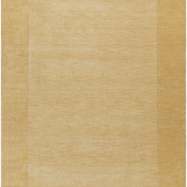 Bordered Solid Camel Yellow Wool Rug