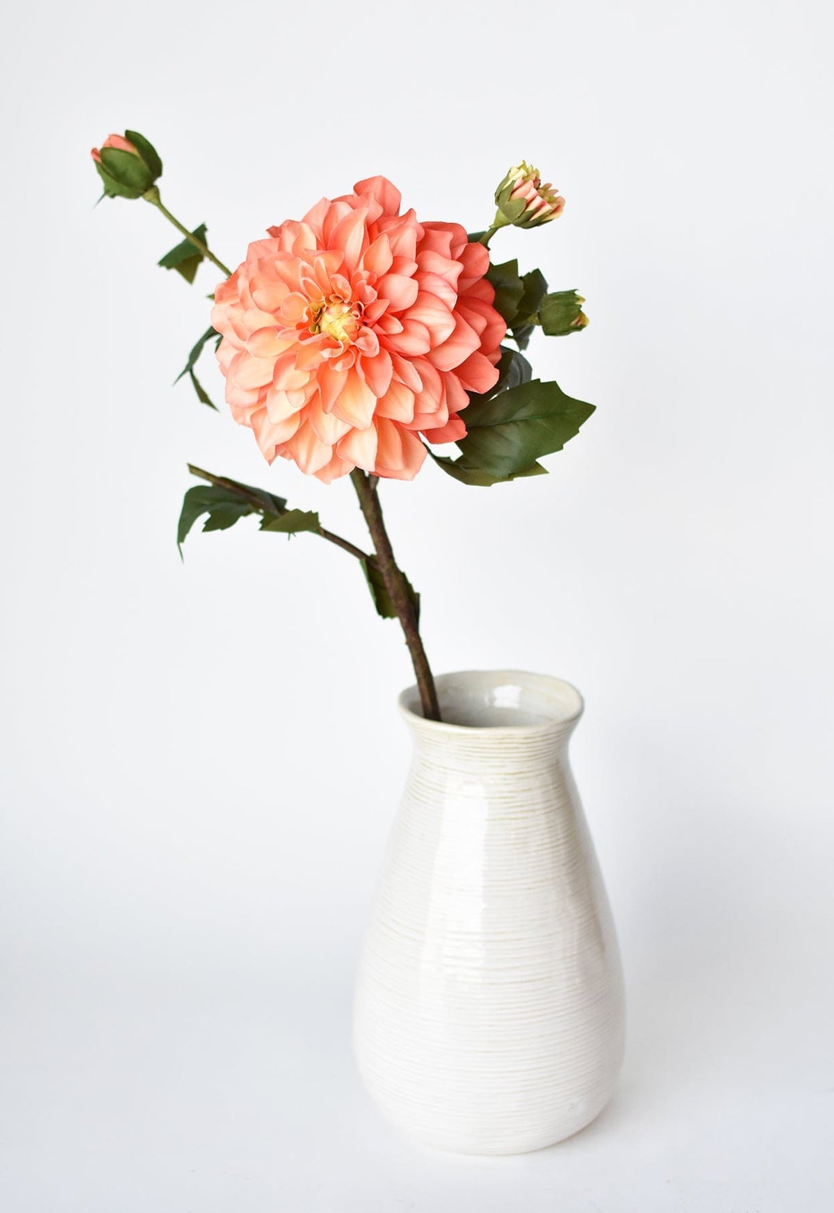 House by JSD 23.5" Faux Coral Dahlia w/Bud Stem - view 4