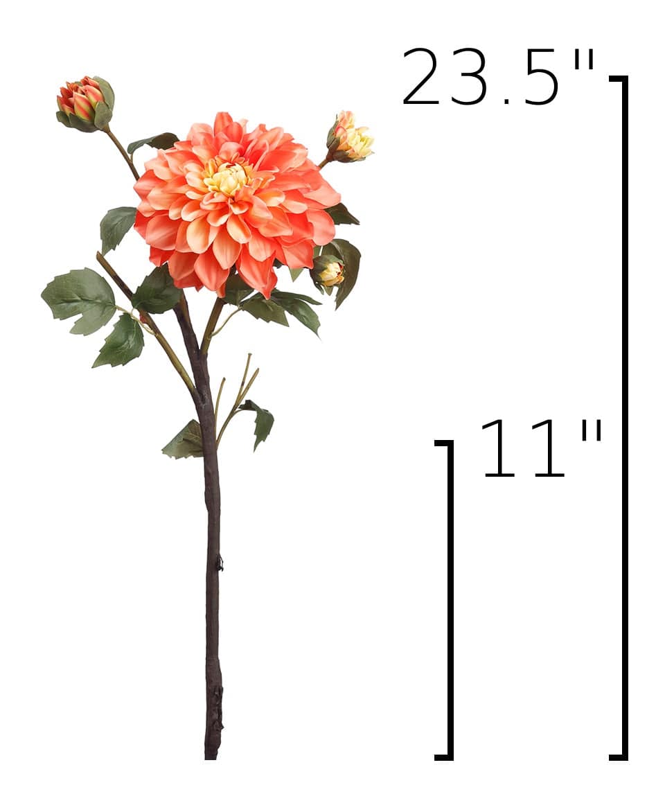 House by JSD 23.5" Faux Coral Dahlia w/Bud Stem - view 5