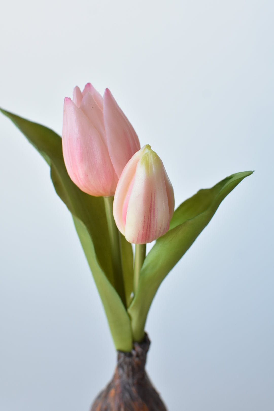 House by JSD 8" Faux Real Touch Soft Pink Tulips in Bulb w/pick
