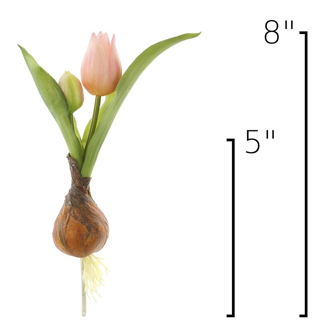 House by JSD 8" Faux Real Touch Soft Pink Tulips in Bulb w/pick - view 6