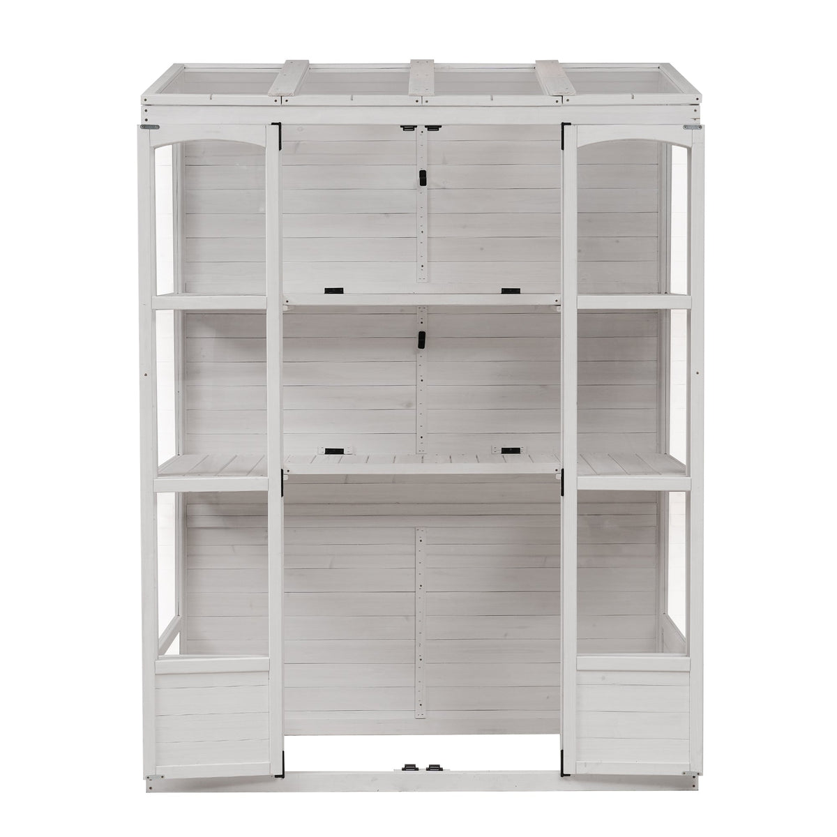 House of Zazla 78-Inch Wooden Walk-In Greenhouse with Skylights and Folding Shelves - view 11