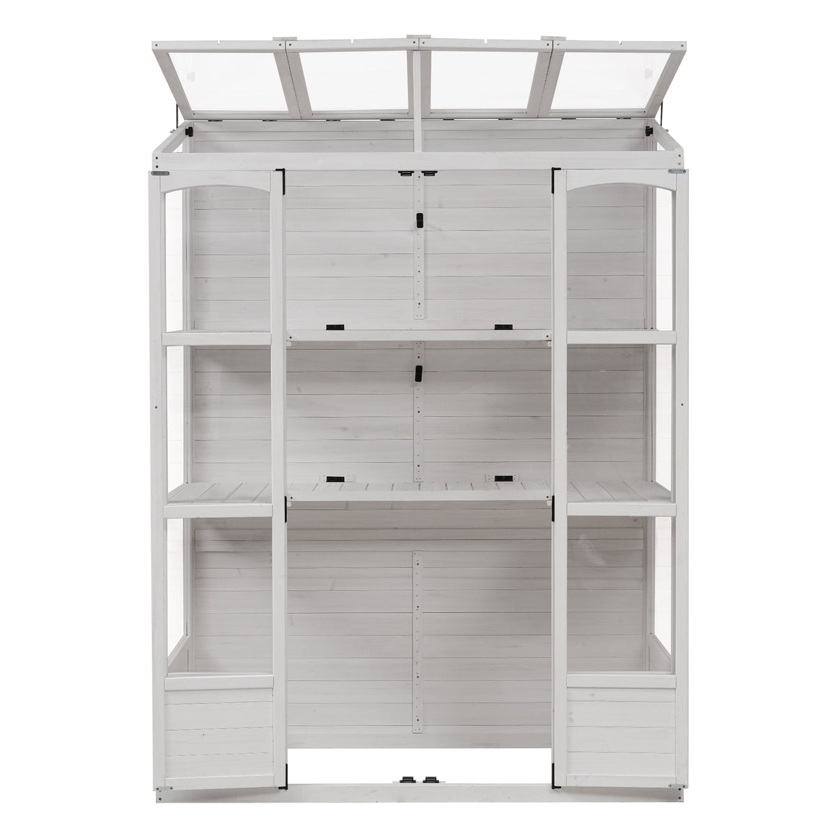 House of Zazla 78-Inch Wooden Walk-In Greenhouse with Skylights and Folding Shelves - view 13