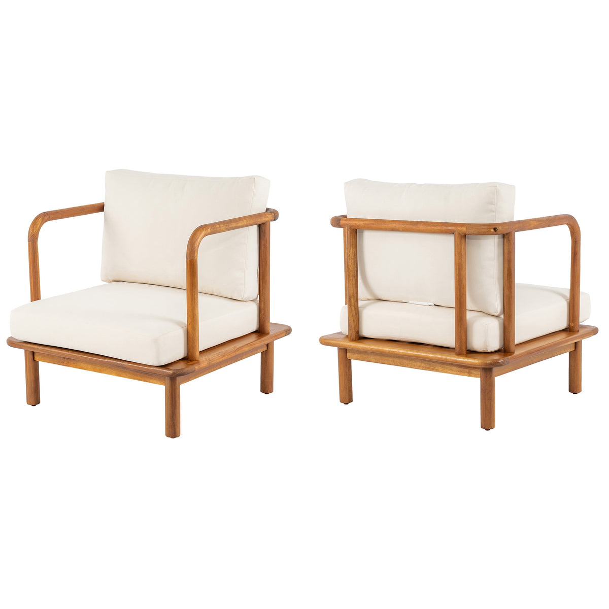 House of Zazla Acacia Outdoor Club Chair Set with Water-Resistant Cushions