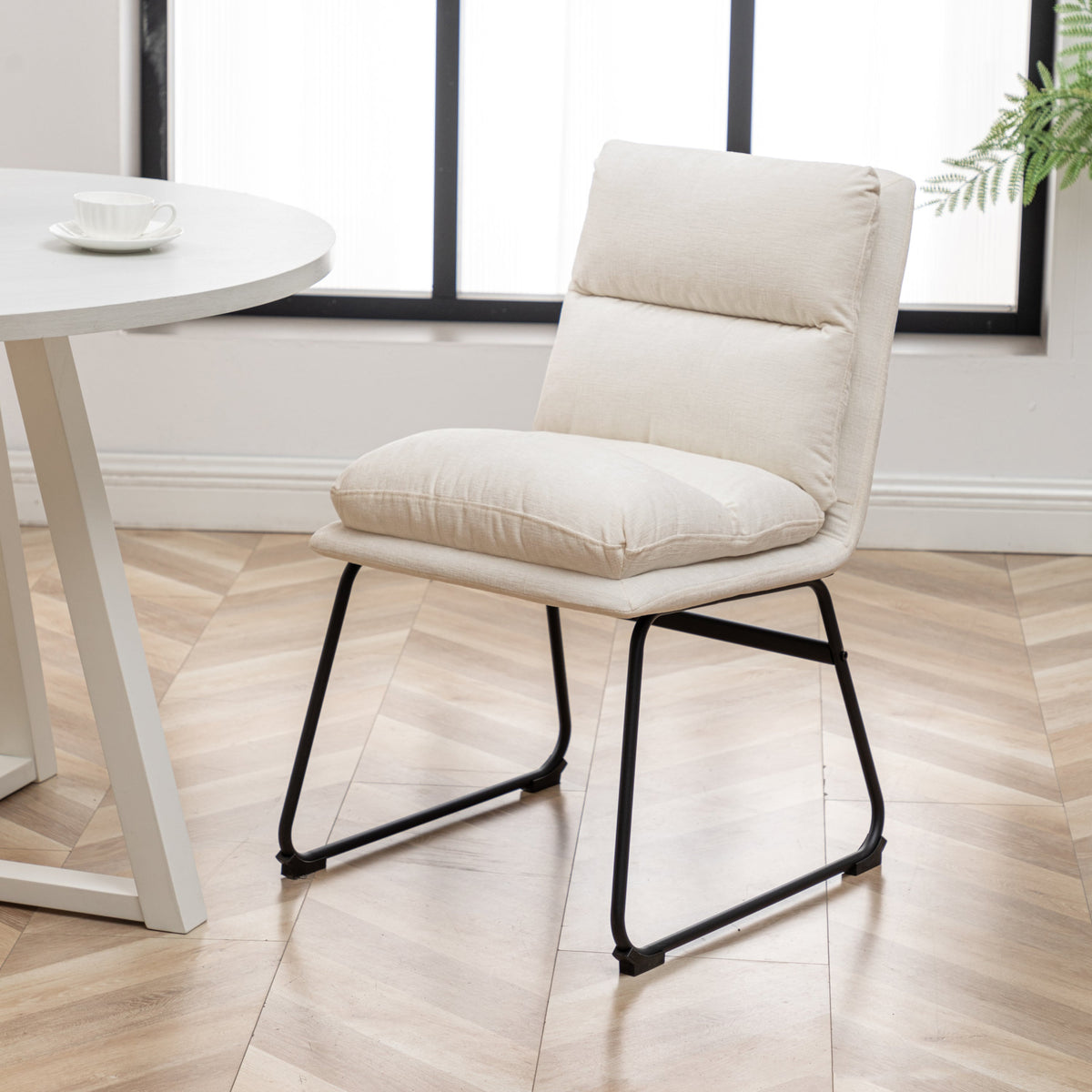 HZ Innes 5-Piece Round Dining Set with Rubberwood Table and Faux Leather Chairs - view 7