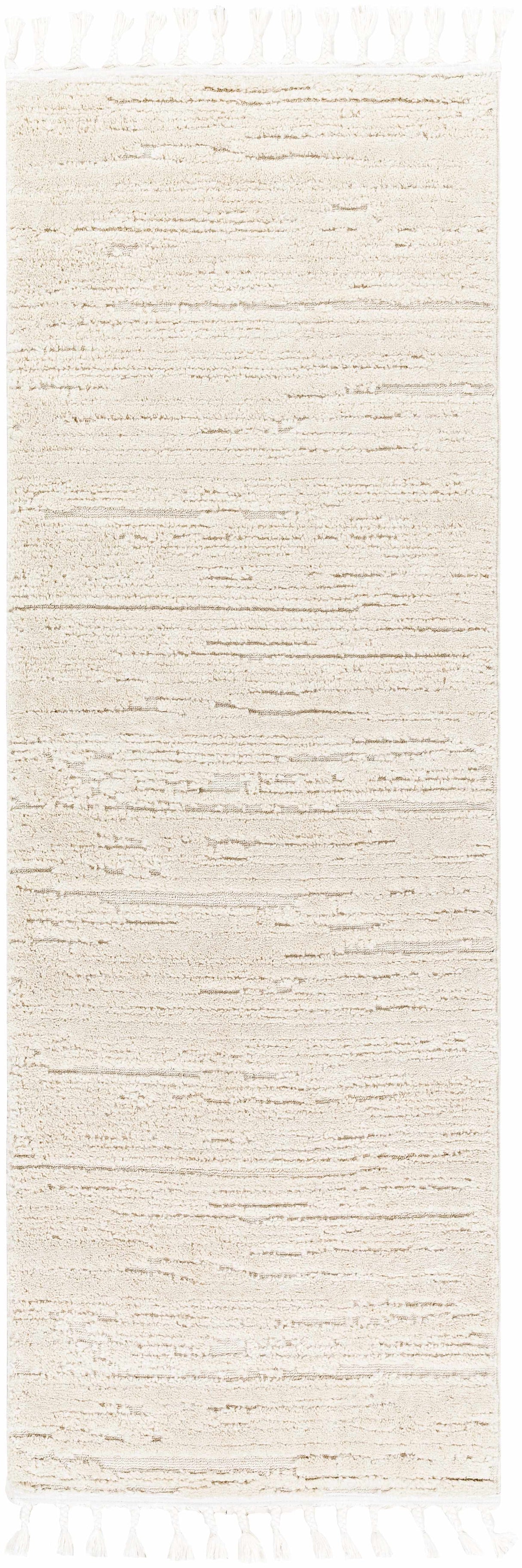 Ibarra Textured Ivory High/Low Pile Rug with Tassels