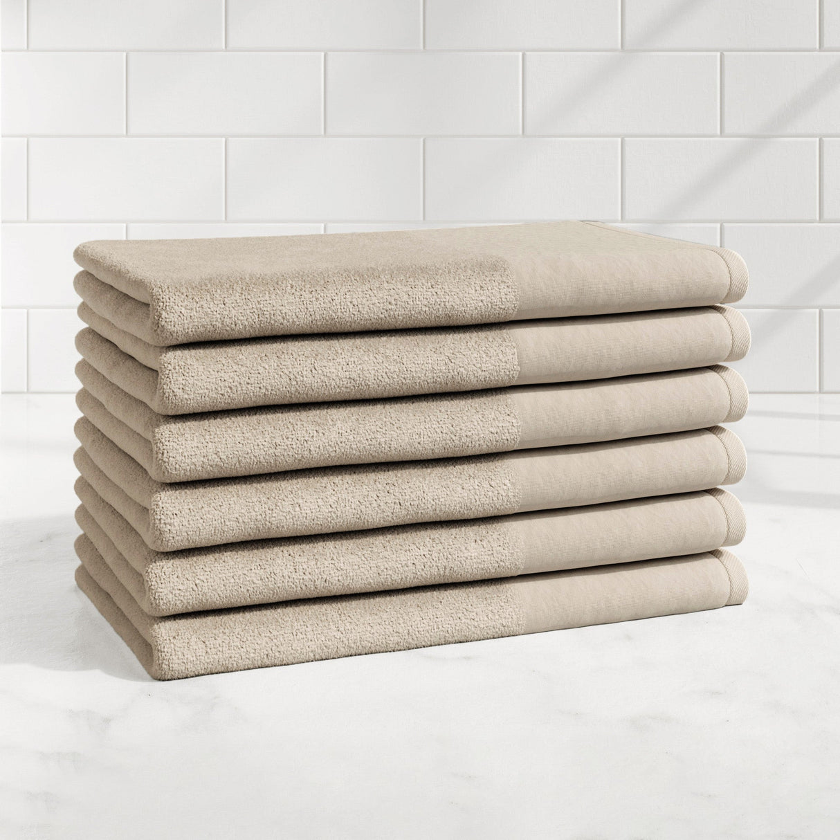 Cotton Linen-Like Border 6-Piece Towel Set - Priya Collection