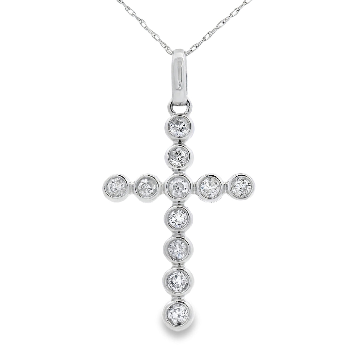 .50ct Diamond Cross Religious Pendant 14KT White Gold