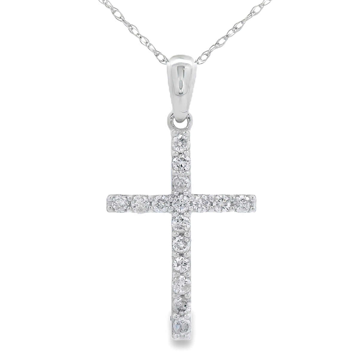 .25ct Diamond Cross Religious Pendant 14KT White Gold
