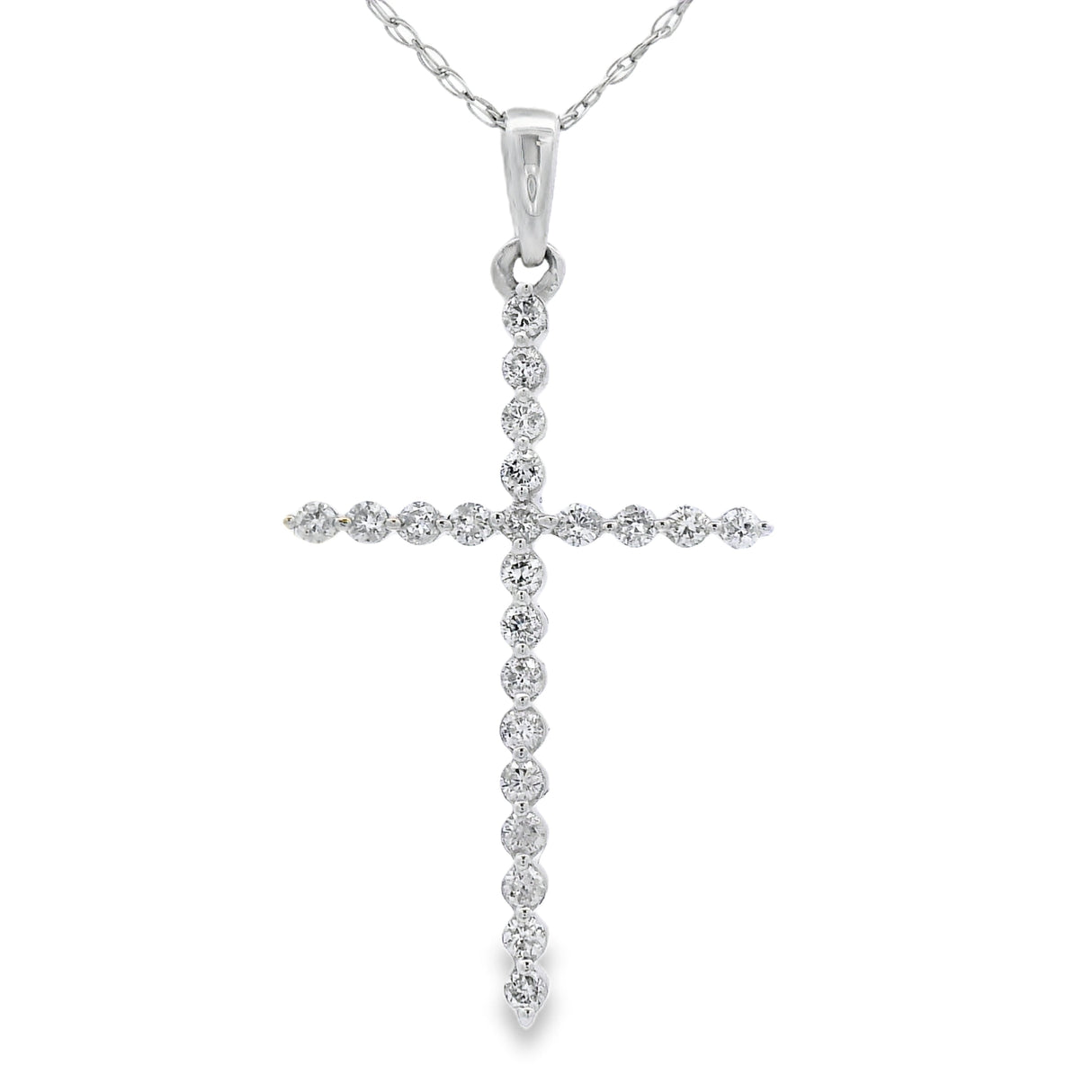 .21ct Diamond Cross Religious Pendant 14KT White Gold