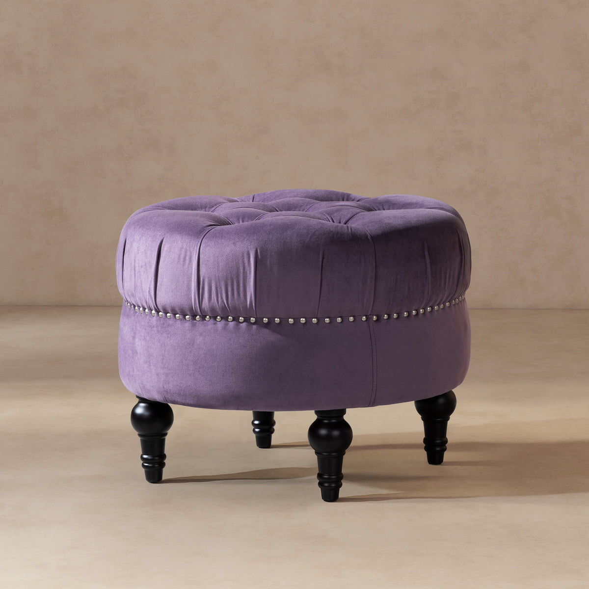 Jennifer Taylor Home Tufted Round Ottoman with Nailhead Accents - view 3