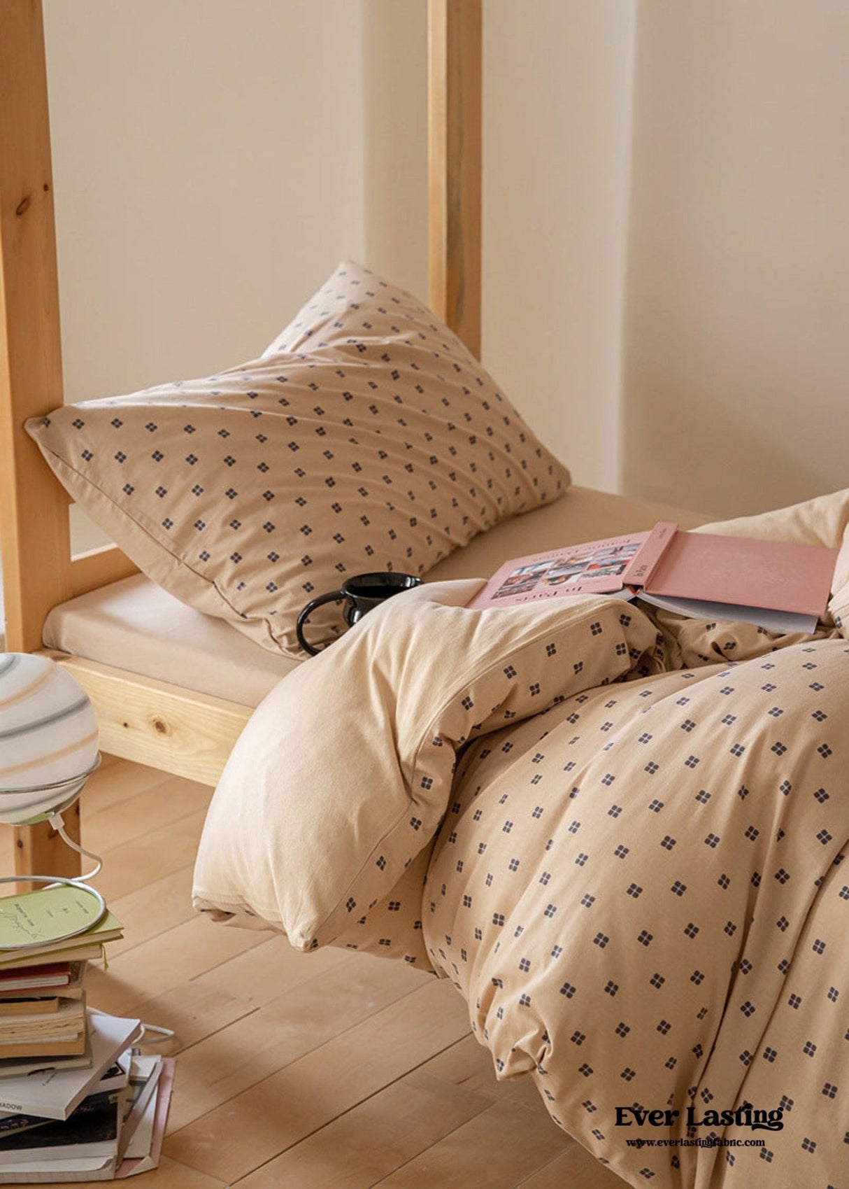Jersey Knit Boho Twin Dorm Bedding Set / Beige Nude