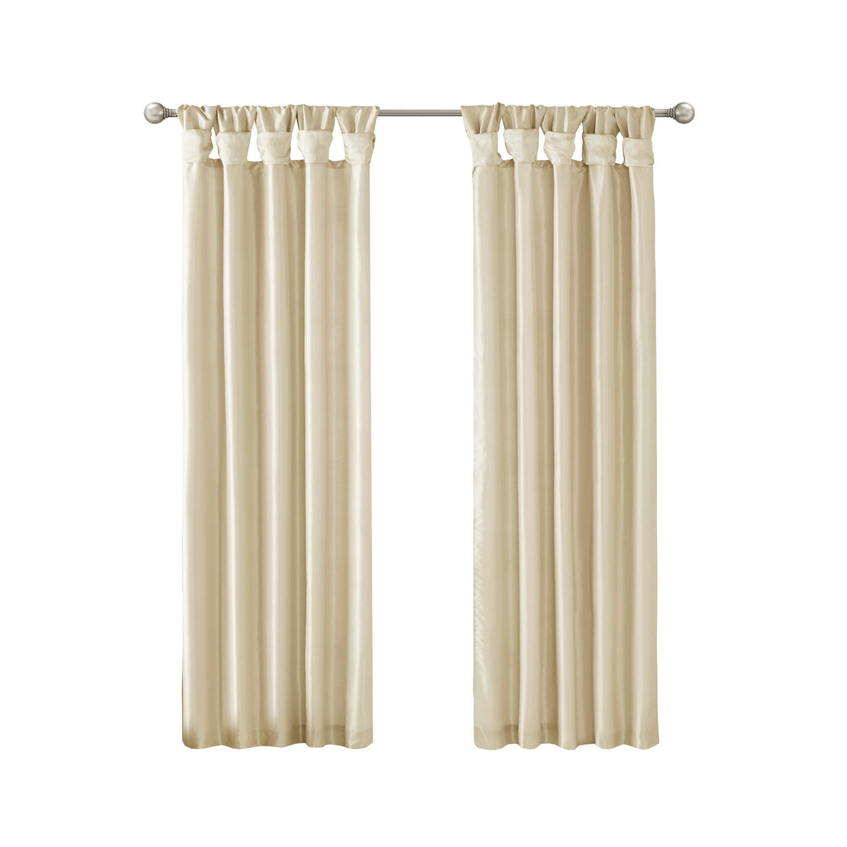 JLA Champagne Twist Tab Lined Window Curtain Panel with Faux Silk Finish - view 3
