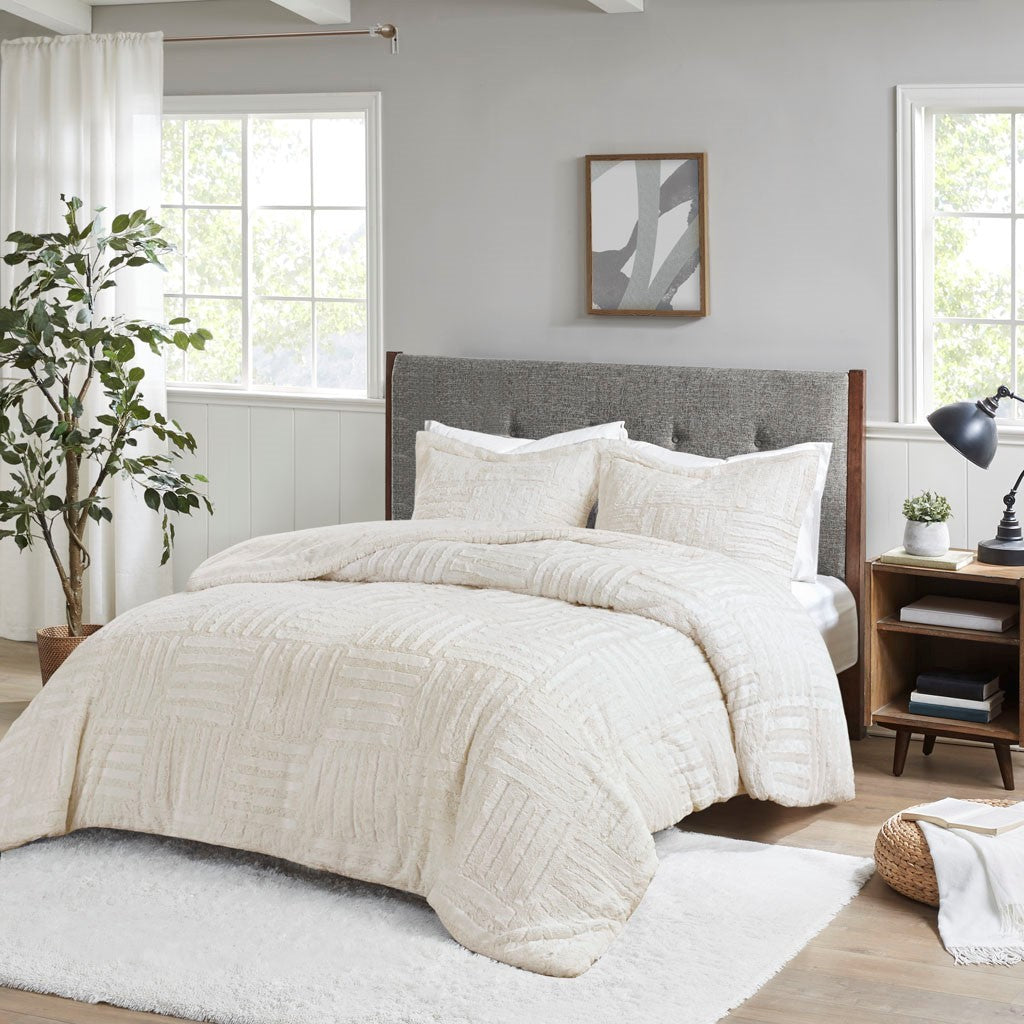 JLA Ivory Fur Down Alternative Comforter Mini Set with Hypoallergenic Filling