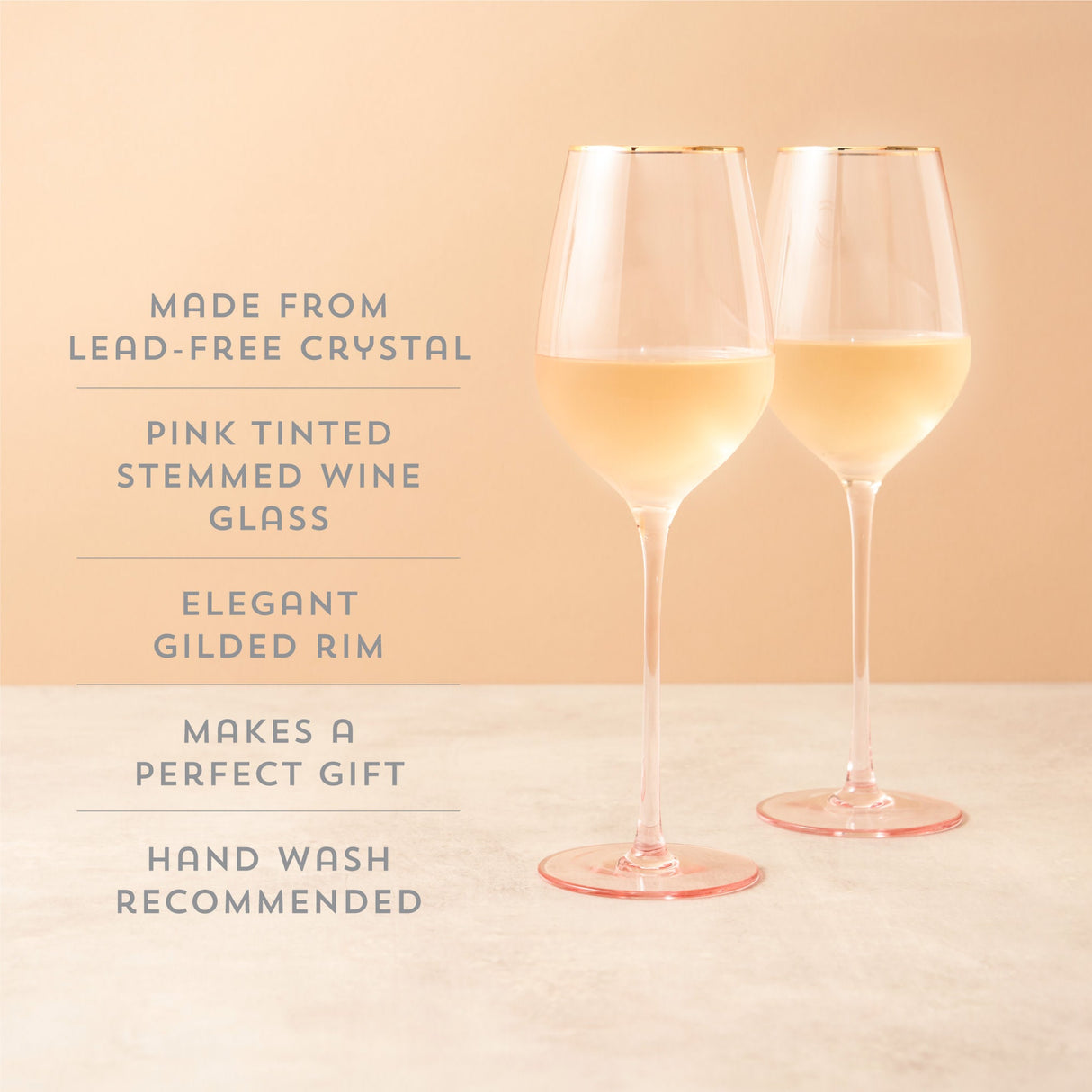 Rose Crystal White Wine Glass Set