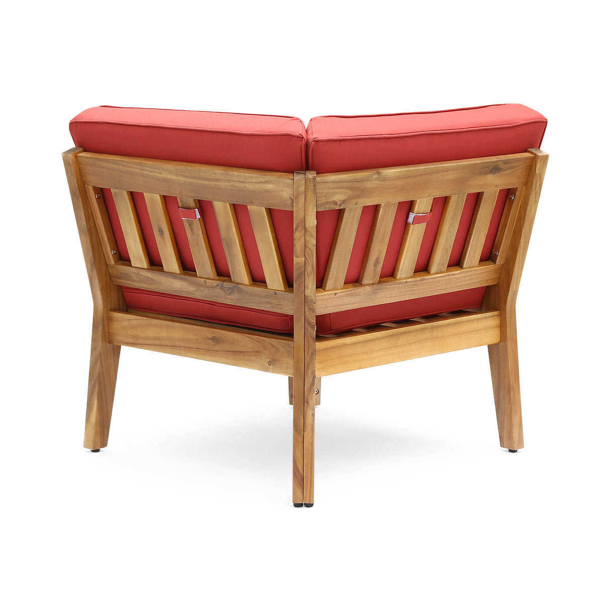 Grenada 8 Seater Acacia Wood Sectional Sofa Set, Teak + Red