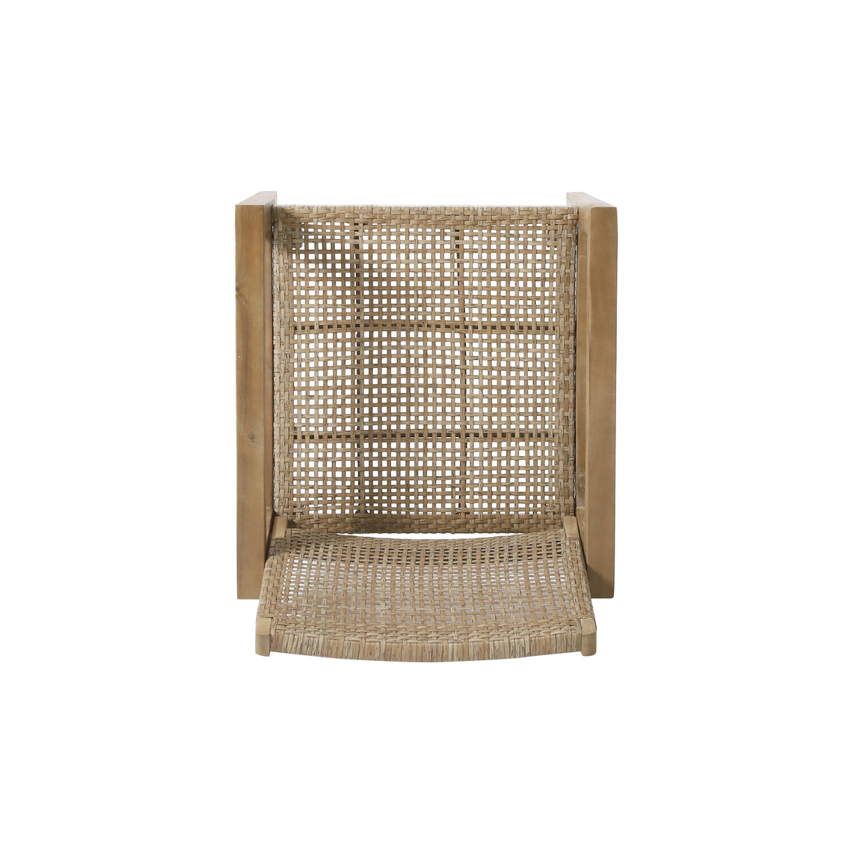Outdoor Wicker and Acacia Wood Club Chairs - Set of 2