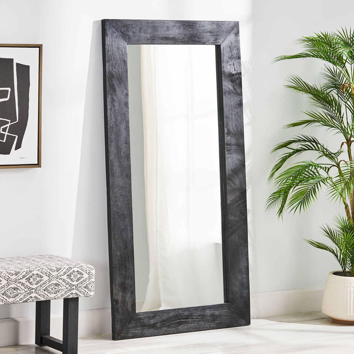 Rustic Mango Wood Full Length Standing Mirror
