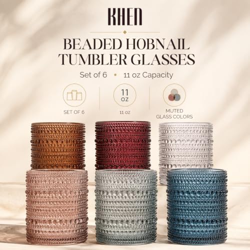 Khen Site Beaded Hobnail Tumbler Drinking Glasses Set - view 5