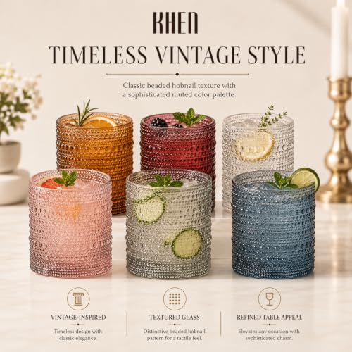 Khen Site Beaded Hobnail Tumbler Drinking Glasses Set - view 6