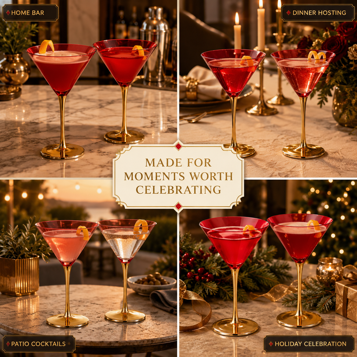 Khen Site Deco Martini Cocktail Glassware - view 8