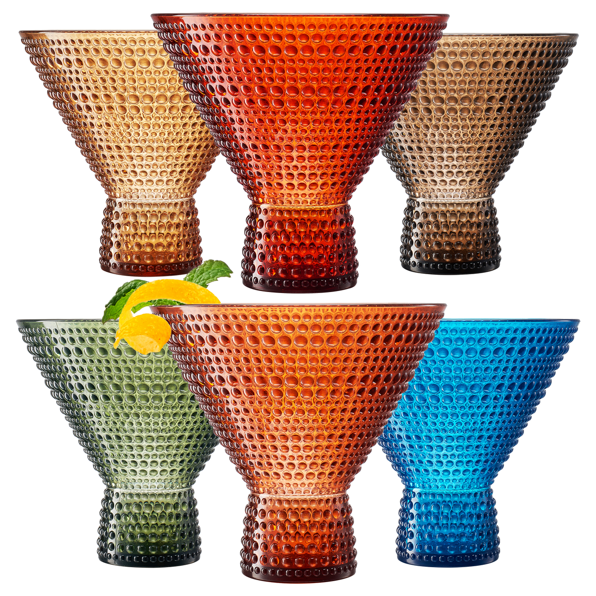 Eze Acrylic Martini Hobnail Glassware, Set of 6 | Khen Site