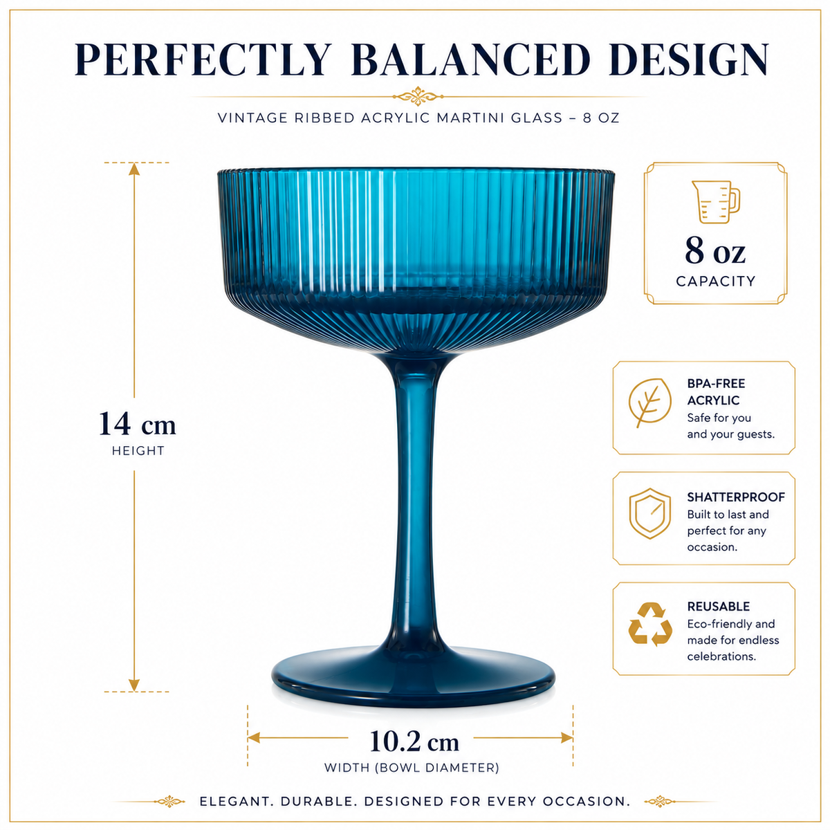Khen Site Eze Acrylic Ribbed Champagne Coupe - view 10