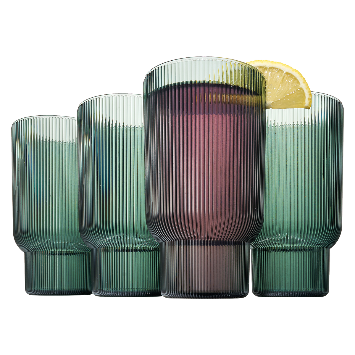 Eze Acrylic Ribbed Highball Glassware, Set of 4 | Khen Site