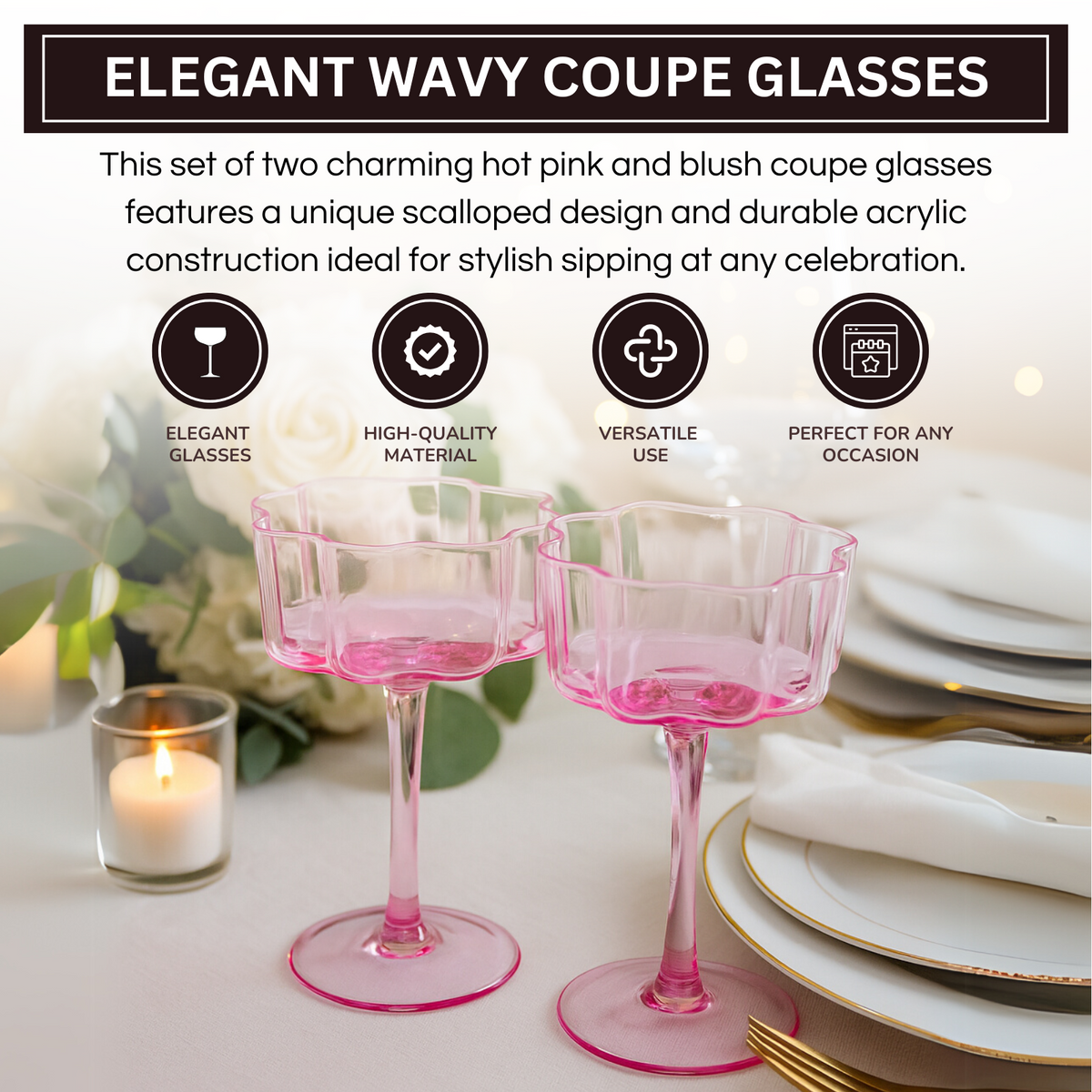Khen Site Flower Wave Coupe Cocktail Colored Glasses - view 4