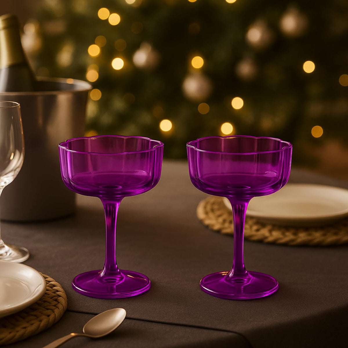 Khen Site Flower Wave Coupe Cocktail Colored Glasses - view 8