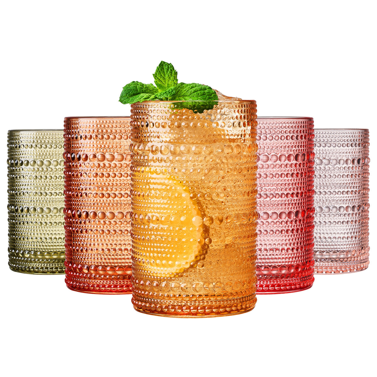Fortuna Hobnail Highball Glassware, Set of 5 | Khen Site