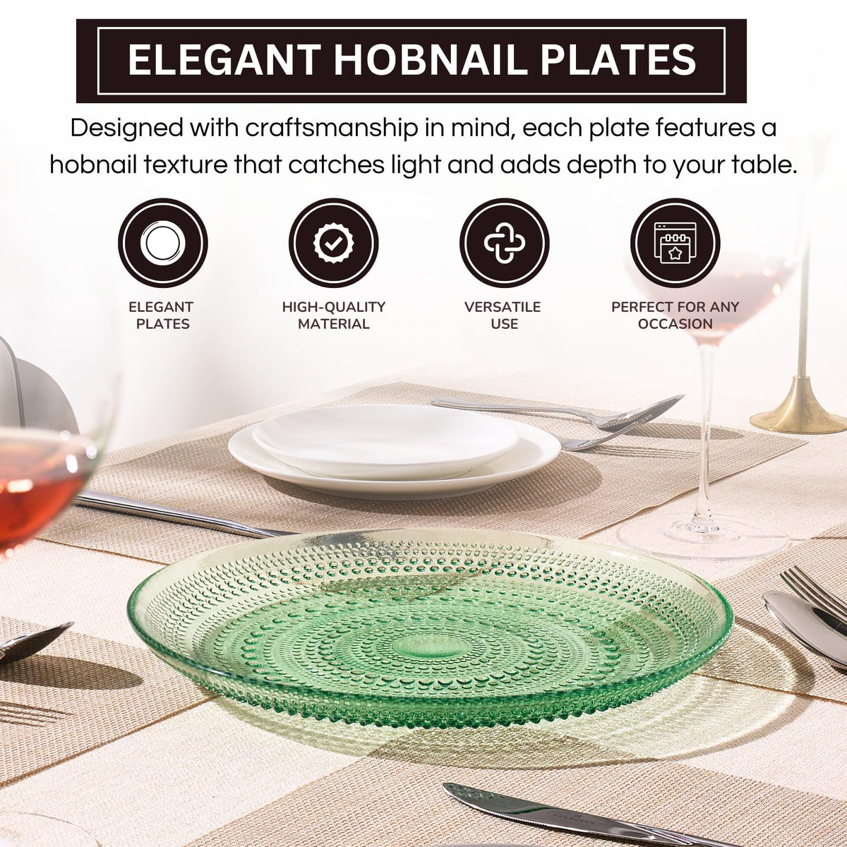 Khen Site Glass Hobnail Dinner or Charger Plates - view 4
