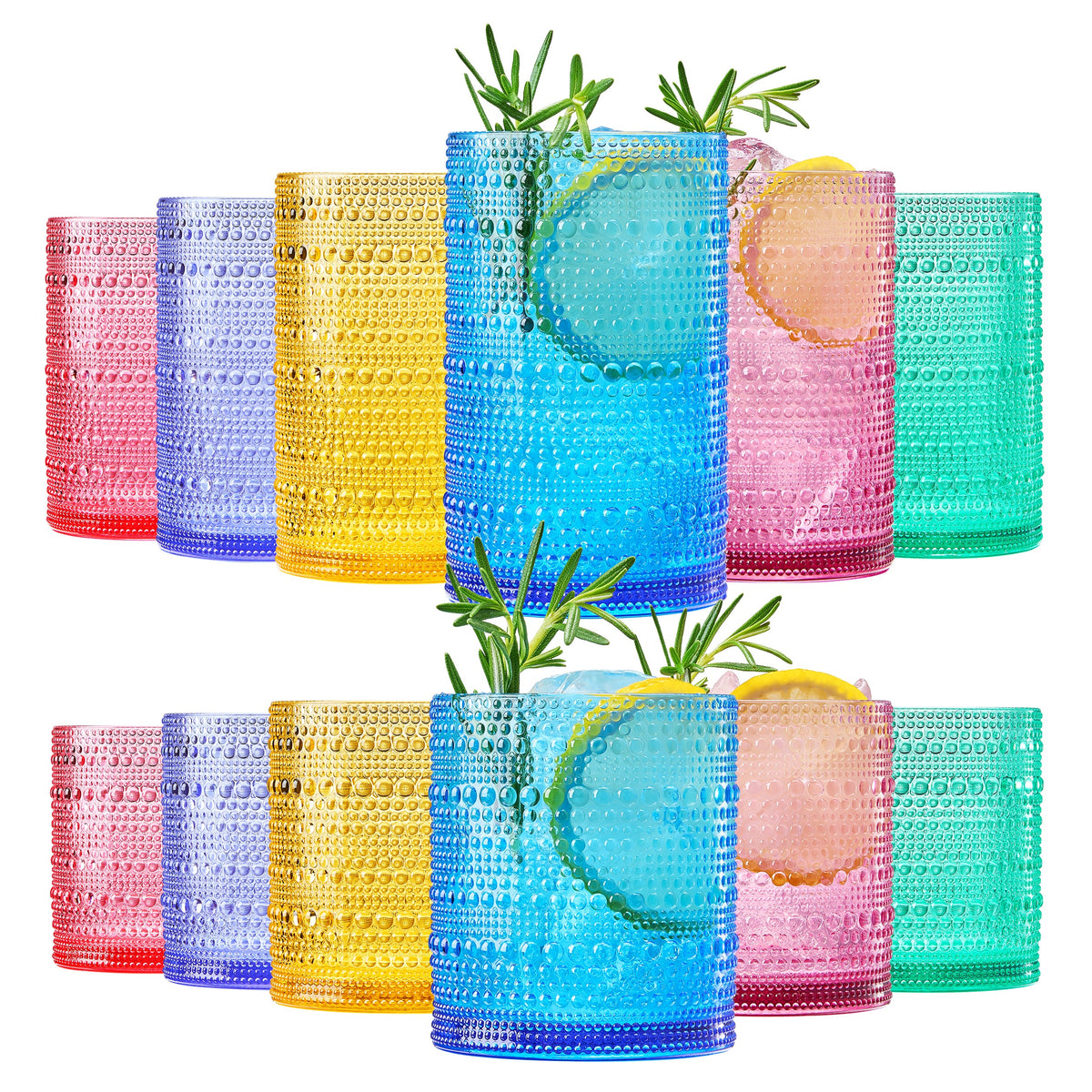 Madrid Acrylic Hobnail Lowball & Highball Glassware, Set of 12 | Khen Site