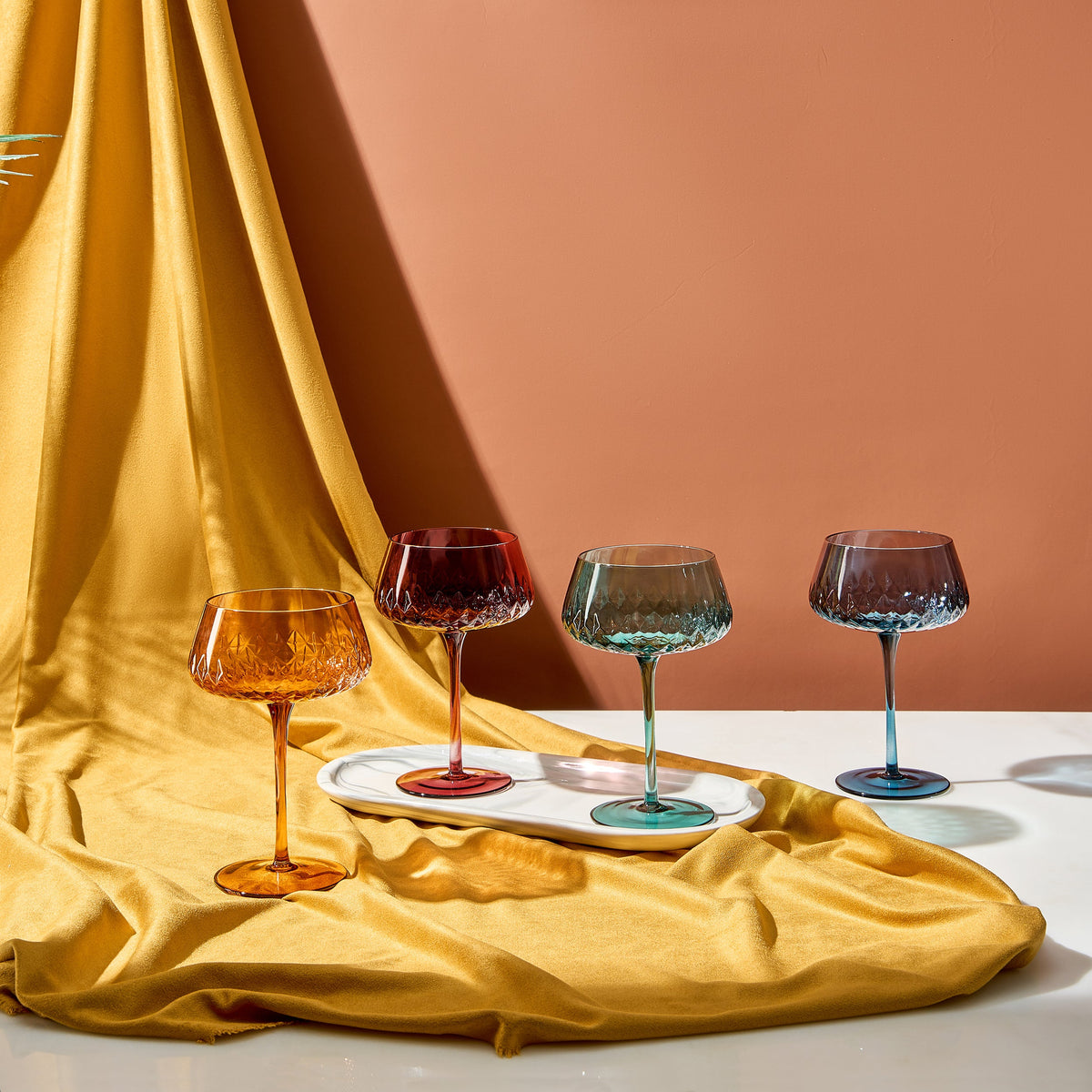 Khen Site Tonal Crystal Champagne Coupe Cocktail Glassware - view 4