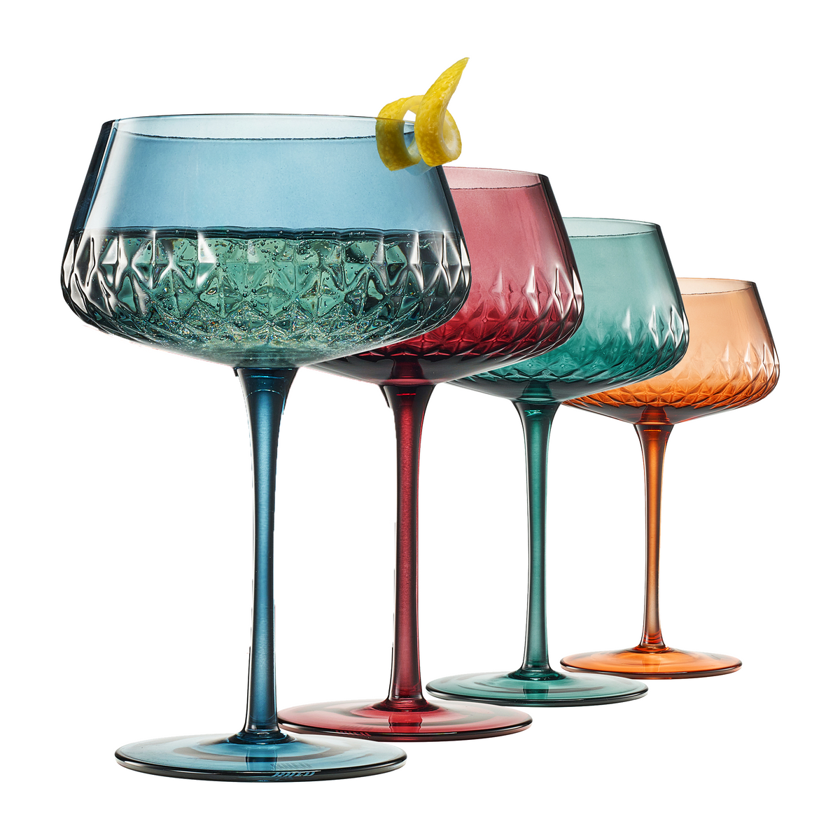 Tonal Crystal Champagne Coupe Cocktail Glassware, Set of 4 | Khen Site