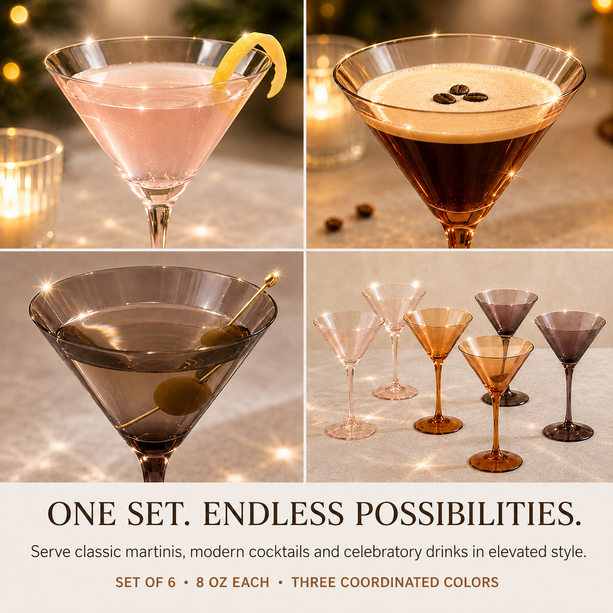 Khen Site Venus Martini Cocktail Glassware - view 5