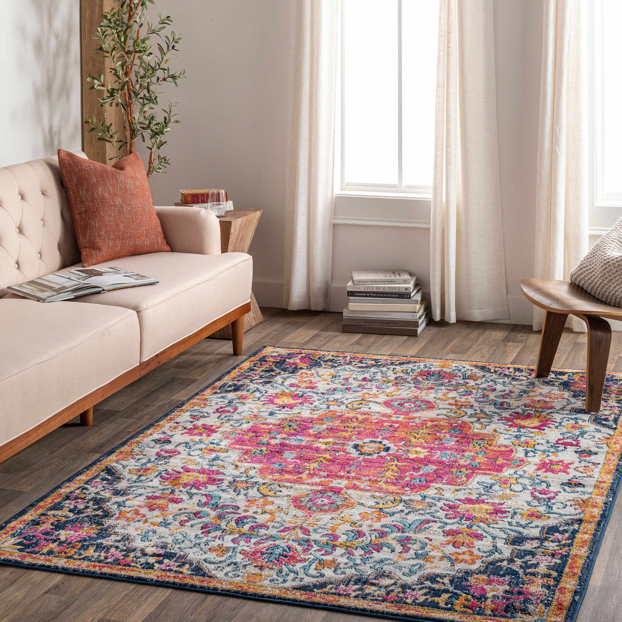 Kialla Magenta & Burnt Orange Area Rug