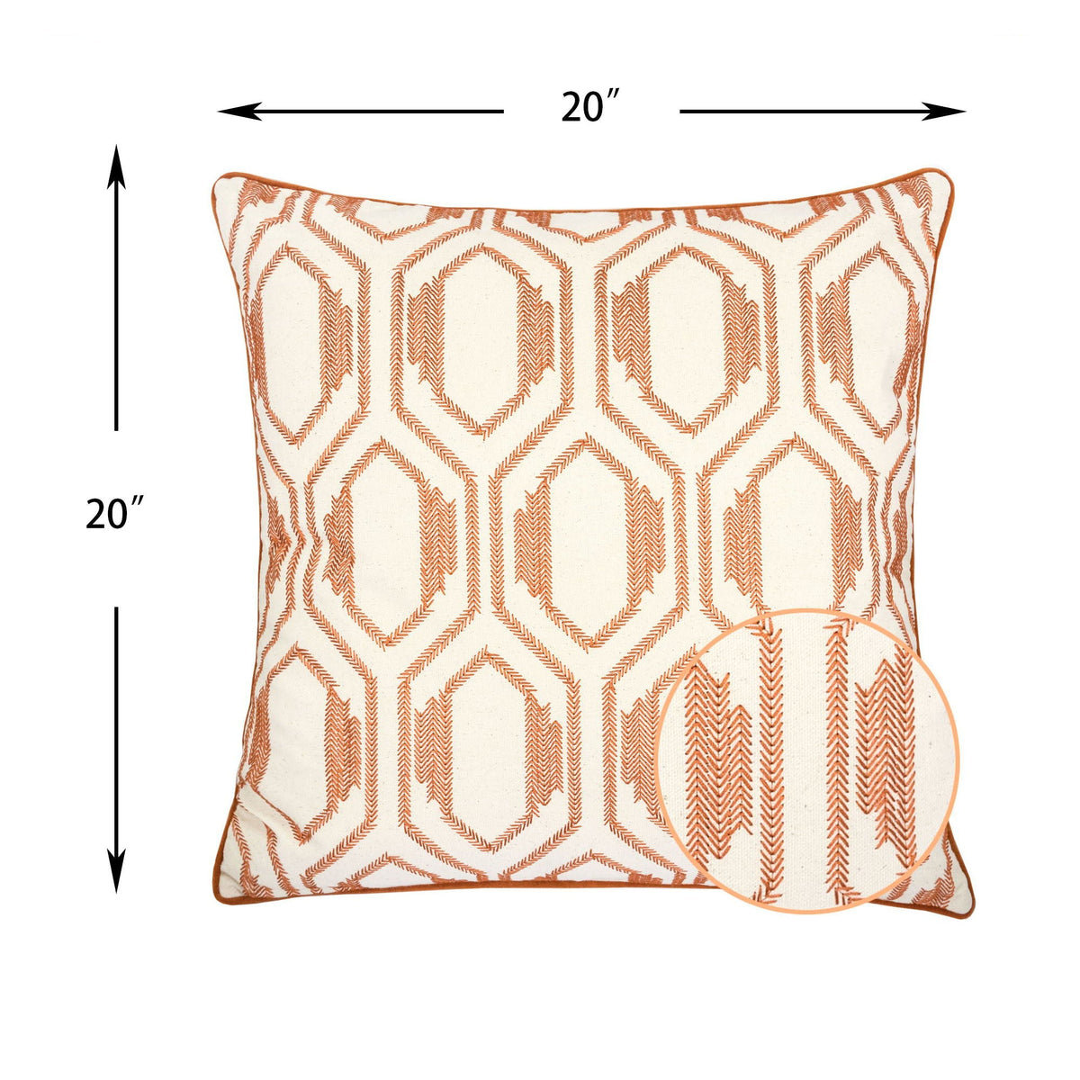 Kingray Geometric Embroidered Throw Pillow with Cotton Texture - view 2