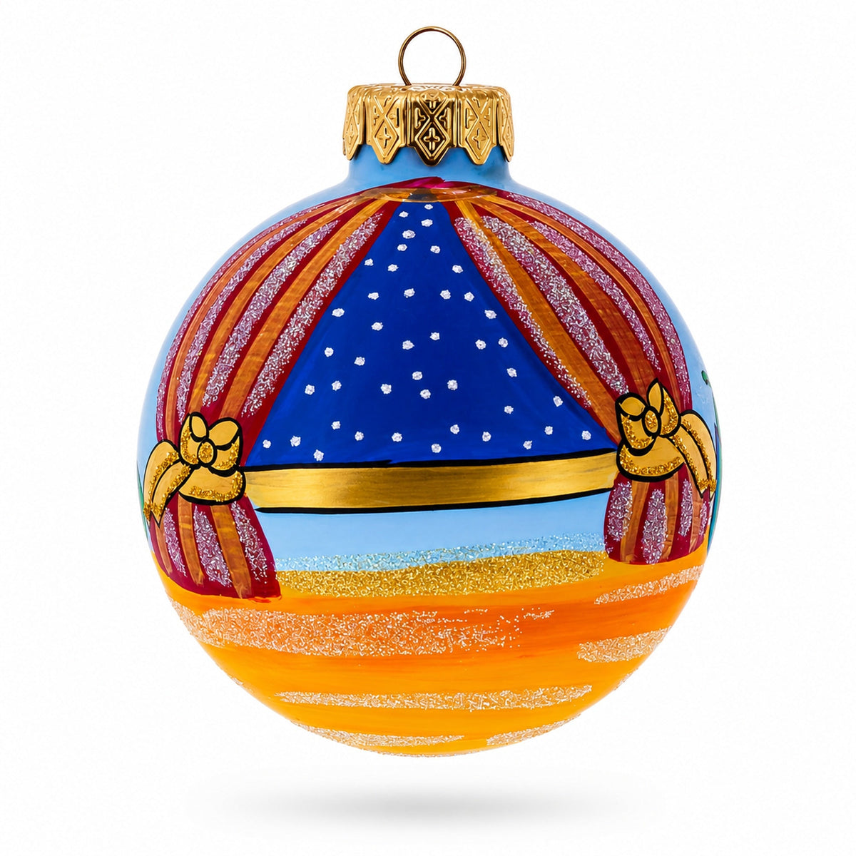 Nutcracker and Clara Glass Ball Christmas Ornament 3.25 Inches