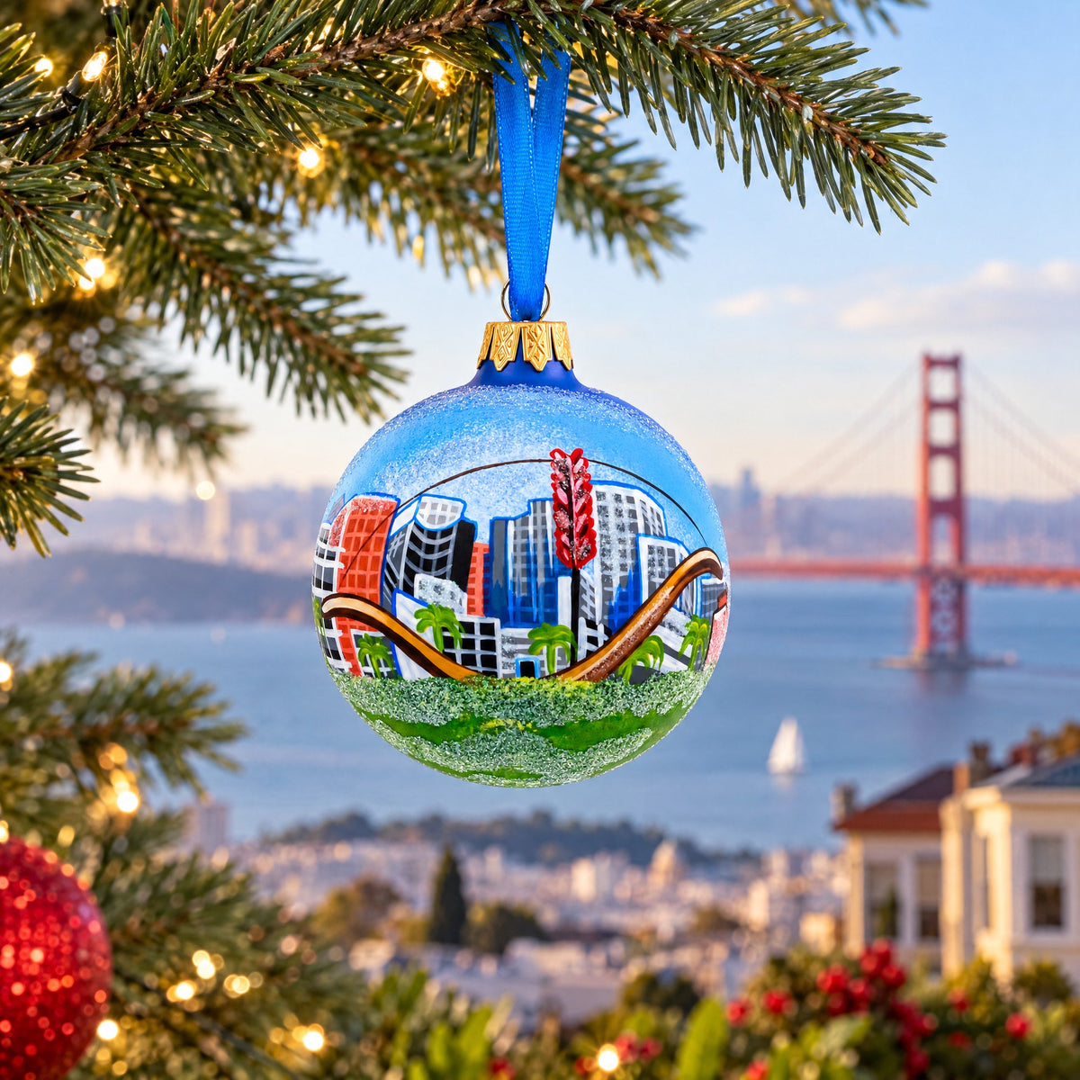 San Francisco, California Glass Ball Christmas Ornament 3.25 Inches