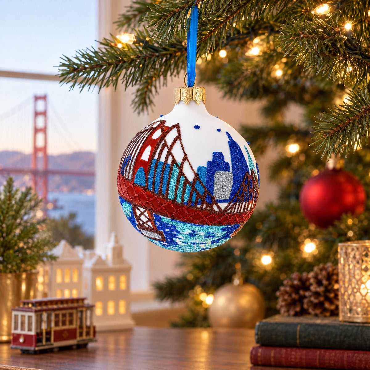 San Francisco, California Glass Christmas Ornament 3.25 Inches