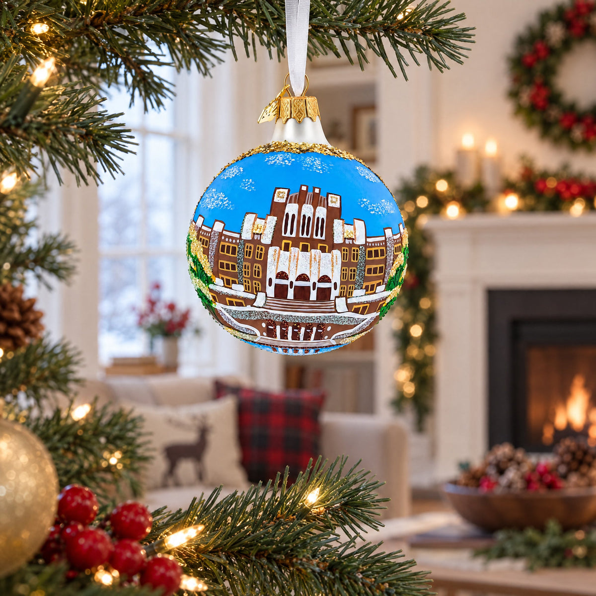 Central High School National Historic Site, Little Rock, Arkansas Glass Ball Christmas Ornament 3.25 Inches