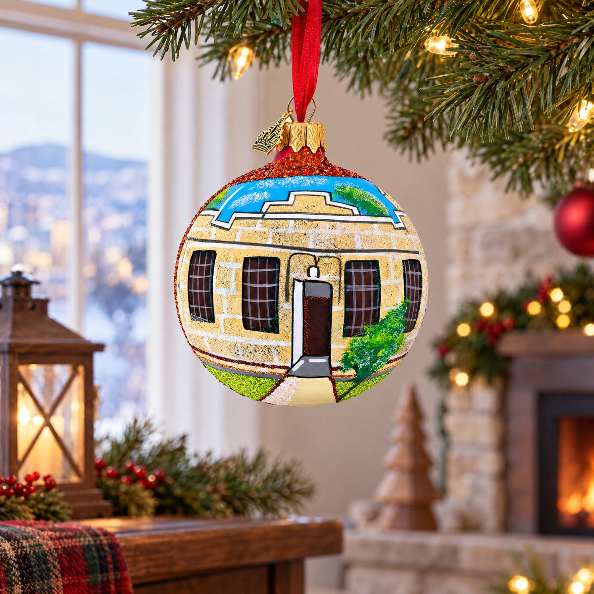 Old Idaho Penitentiary, Boise, Idaho Glass Ball Christmas Ornament 3.25 Inches