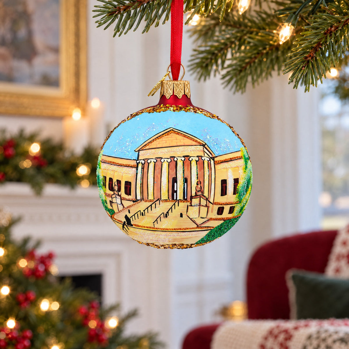 Institute of Art, Minneapolis, Minnesota Glass Ball Christmas Ornament 3.25 Inches